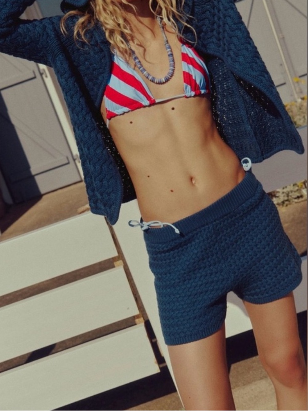 Free People Free-est Laguna Love Knit High Rise Shorts in “Dark Denim”